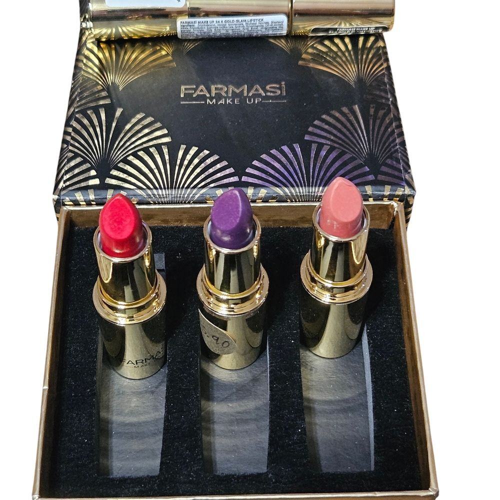 Farmasi 24 Gold Lipstick Collection - Red, Purple, Pink - Brand New in Box